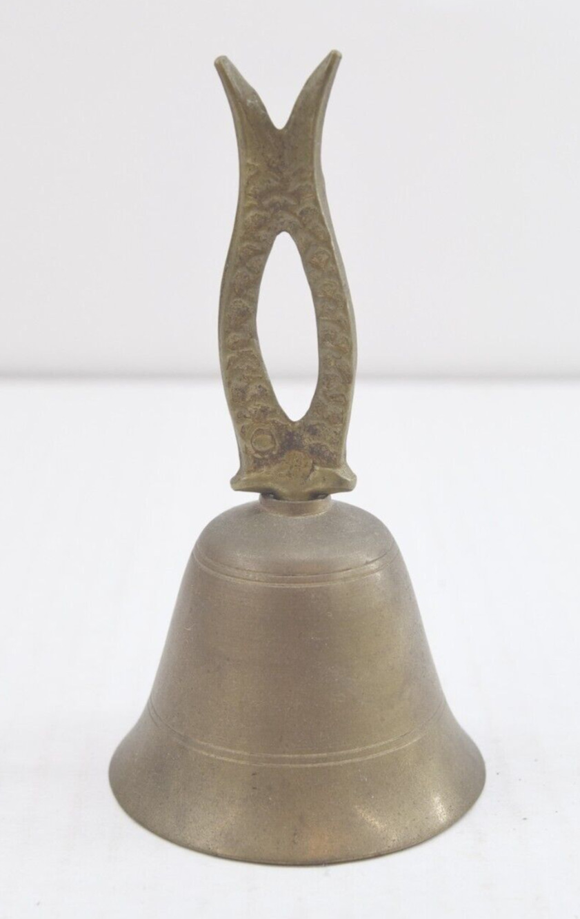 Vintage Brass DESK Bell with Fish Handle 5" Length